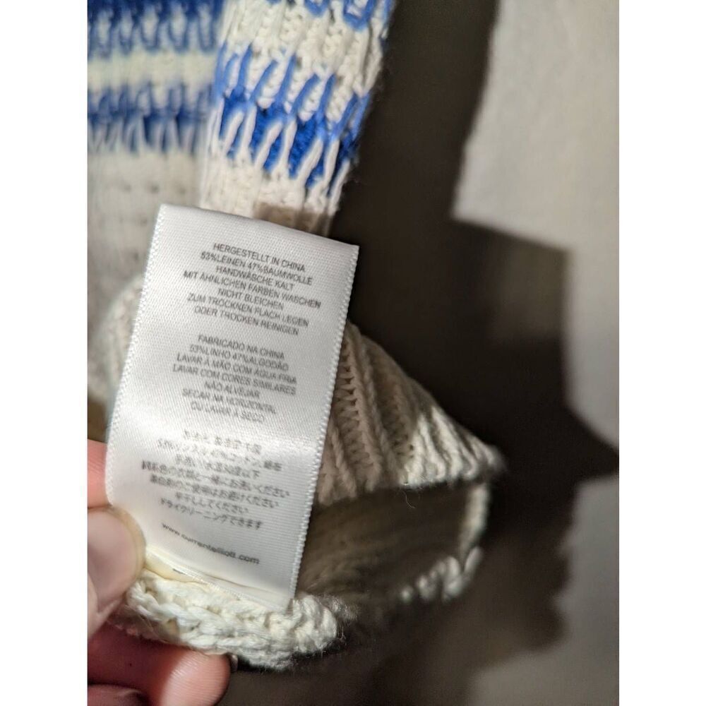 Current‎ Elliott The Mixed Stitch Stripe Half-Sleeve Sweater Blue Horizon Size 0 - Picture 10 of 16